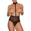 Allure Love Bug High-Waisted Lace Thong With Tie Back And Lace Collar Black O/S