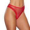 Allure The Secret Sheer Mesh Polka Dot Thong With Lace And Cutout Back Red O/S