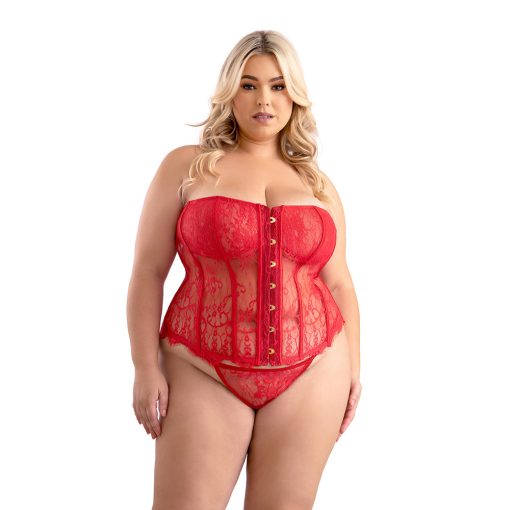 Fantasy Lingerie Eyelash Lace Corset With Busk Front