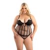 Fantasy Lingerie Gold Flecked Mesh Corset With Lightly Padded Underwire Cups & Matching G-String 2Xl