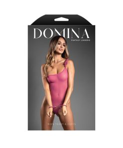 Fantasy Lingerie Domina One-Shoulder Mesh Teddy & Matching Rope Cuffs; Gold Hardware L/Xl