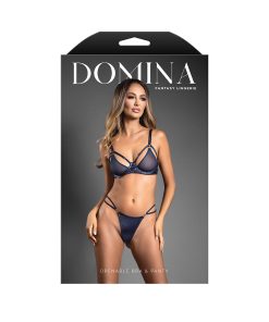Fantasy Lingerie Domina Metallic Cage Bra With Openable Mesh Cups & Crotchless Panty L/Xl