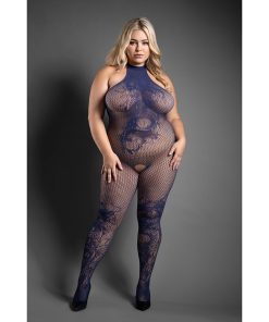 Fantasy Lingerie Sheer Legendary Crotchless High Neck Dragon Pattern Bodystocking Queen Size