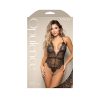 Fantasy Lingerie Opulence Shimmer Lace Pearl Halter Teddy With Open Back & Pearl String Crotch L/Xl