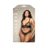 Fantasy Lingerie Opulence Lace Bralette With Split Pearl Cups & Crotchless Double Pearl Panty Queen Size