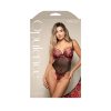 Fantasy Lingerie Opulence Floral Embroidered Mesh Teddy With Underwire Pearl Cups & Pearl String M/L