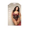 Fantasy Lingerie Opulence Floral Embroidered Mesh Teddy With Underwire Pearl Cups & Pearl String Queen Size