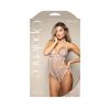 Fantasy Lingerie Opulence Metallic Embroidered Teddy With Pearl Harness & Open Pearl Crotch S/M
