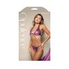 Fantasy Lingerie Opulence Foiled Mesh Halter Bralette With Pearl Underbust & Crotchless Panty L/Xl