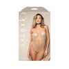 Fantasy Lingerie Opulence Foiled Mesh Crotchless Plunging Halter Open-Back Pearl Teddy L/Xl