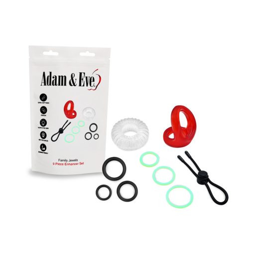 Adam & Eve Family Jewels Penis Ring Set – 9-Piece Adjustable Enhancer Kit