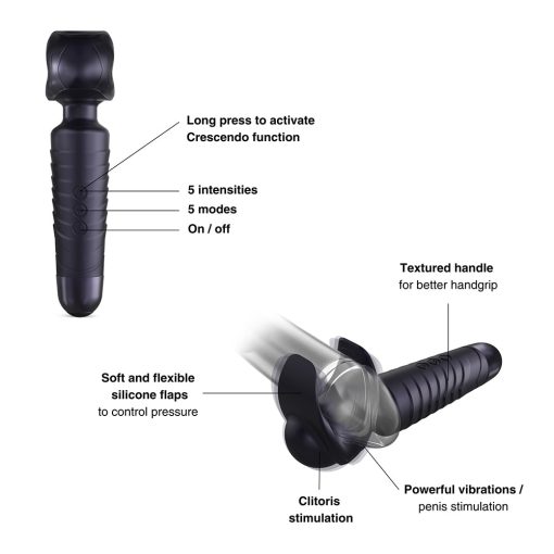 Man Wan Man.Wand Evo 2-In-1 Frenulum Stimulator & Wand With Crescendo Black Plum - Image 2