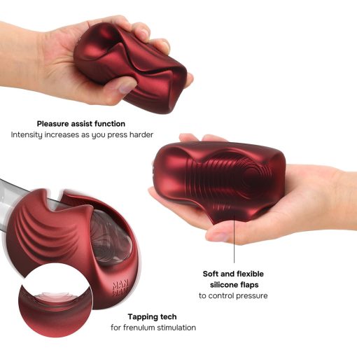 Man Wan Sub One Tapping Stimulator Velvet Red - Image 2