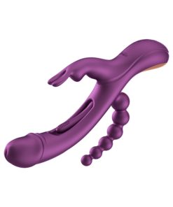 Honey Play Box Trilux Kinky Finger Rabbit Vibrator With Anal Beads Purple
