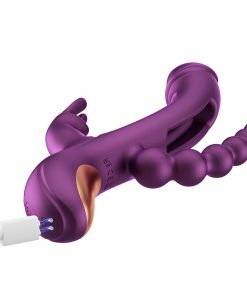 Honey Play Box Trilux Kinky Finger Rabbit Vibrator With Anal Beads Purple