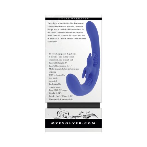 Evolved Lovebirds Rechargeable Silicone Remote-Controlled Dual-Ended Vibrator Blue - Image 11