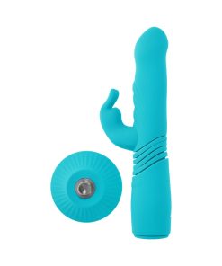 Evolved Bunny Hop Rechargeable Silicone Thrusting Rabbit Vibrator Teal