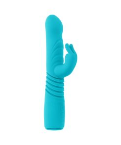 Evolved Bunny Hop Rechargeable Silicone Thrusting Rabbit Vibrator Teal