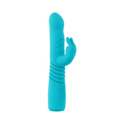 Evolved Bunny Hop Rechargeable Silicone Thrusting Rabbit Vibrator Teal - Image 6