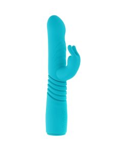 Evolved Bunny Hop Rechargeable Silicone Thrusting Rabbit Vibrator Teal