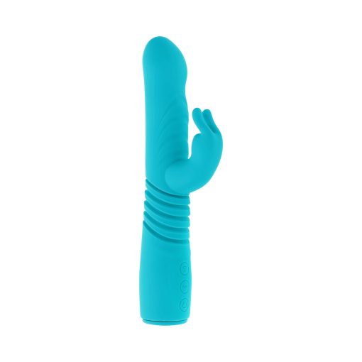 Evolved Bunny Hop Rechargeable Silicone Thrusting Rabbit Vibrator Teal - Image 7