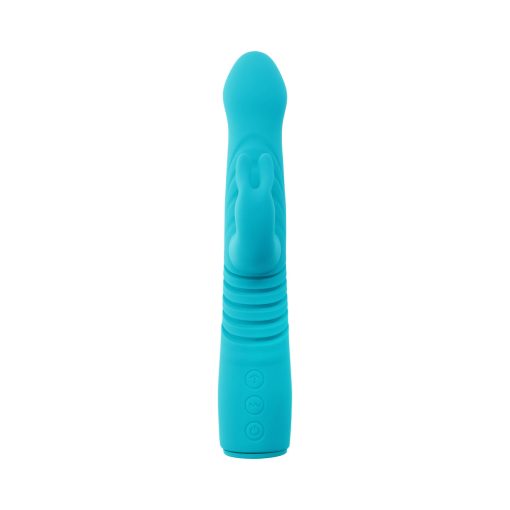 Evolved Bunny Hop Rechargeable Silicone Thrusting Rabbit Vibrator Teal - Image 8