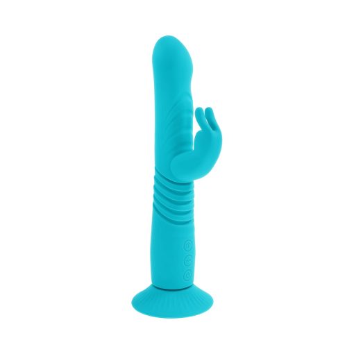 Evolved Bunny Hop Rechargeable Silicone Thrusting Rabbit Vibrator Teal - Image 10