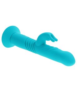 Evolved Bunny Hop Rechargeable Silicone Thrusting Rabbit Vibrator Teal