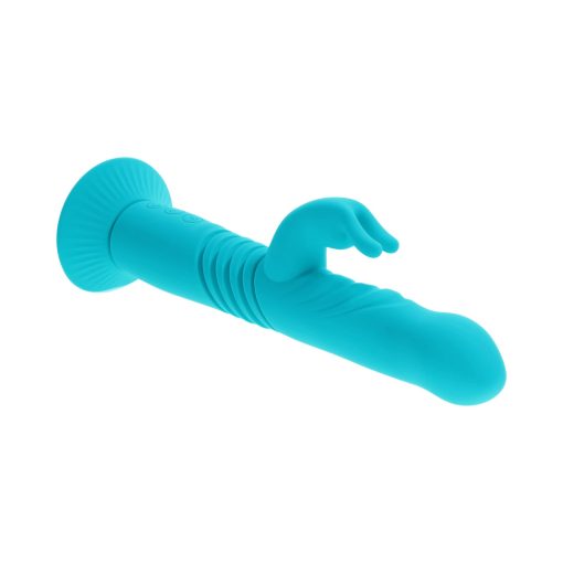 Evolved Bunny Hop Rechargeable Silicone Thrusting Rabbit Vibrator Teal - Image 11