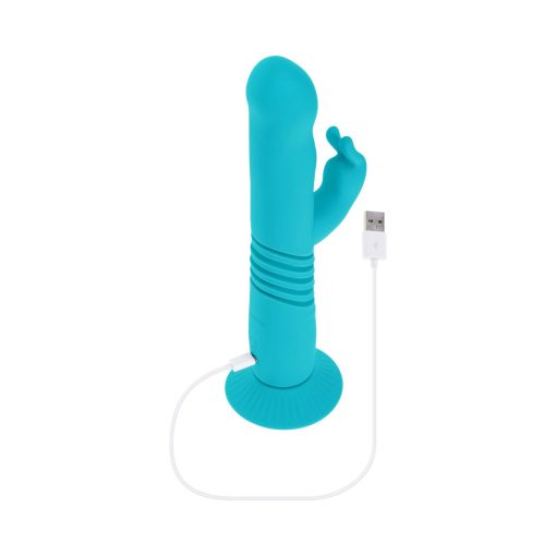 Evolved Bunny Hop Rechargeable Silicone Thrusting Rabbit Vibrator Teal - Image 12