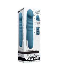 Evolved Queen Of All Trades Rechargeable Silicone Thrusting And Rotating Vibrator Teal