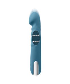 Evolved Queen Of All Trades Rechargeable Silicone Thrusting And Rotating Vibrator Teal