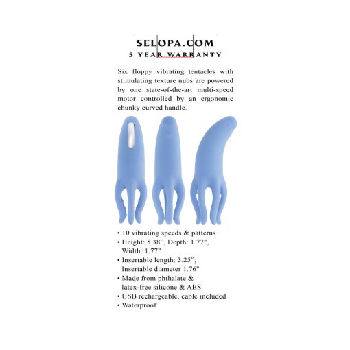 Selopa Tentacle Tickler Rechargeable Silicone Flexible Bead Vibrator Blue - Image 10