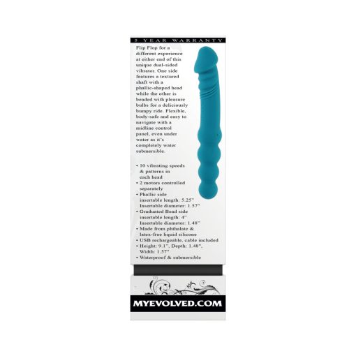 Evolved Flip Flop Rechargeable Silicone Dual-Ended Vibrator Teal - Image 9