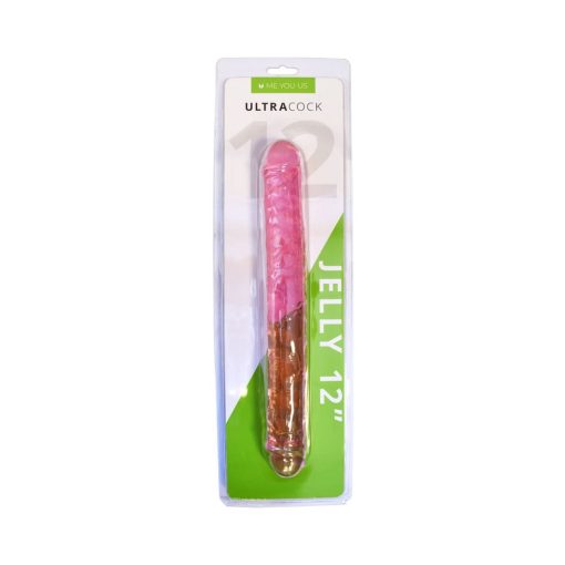 Me You Us Ultra Cock 12 In. Jelly Double Ended Dildo Pink