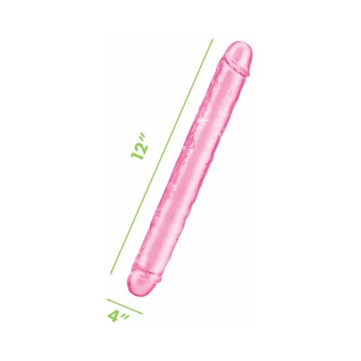 Me You Us Ultra Cock 12 In. Jelly Double Ended Dildo Pink - Image 5