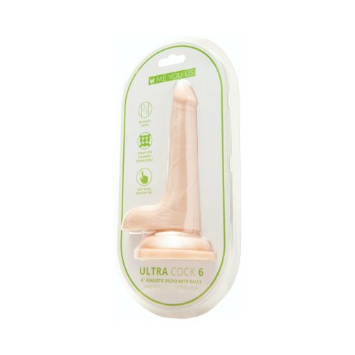 Me You Us Ultra Cock 6 In. Realistic Dual Density Dildo With Balls Vanilla
