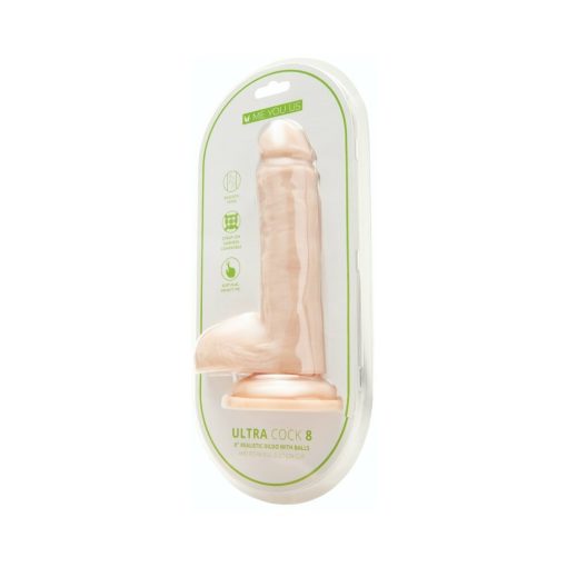 Me You Us Ultra Cock 8 In. Realistic Dual Density Dildo With Balls Vanilla