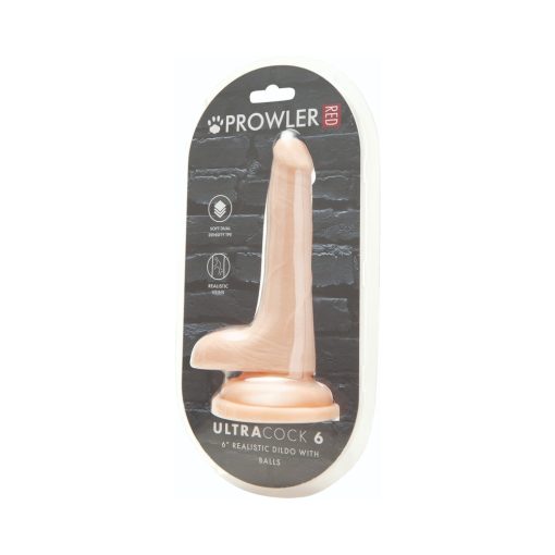 Prowler Red Ultra Cock 6 In. Realistic Dual Density Dildo With Balls Vanilla