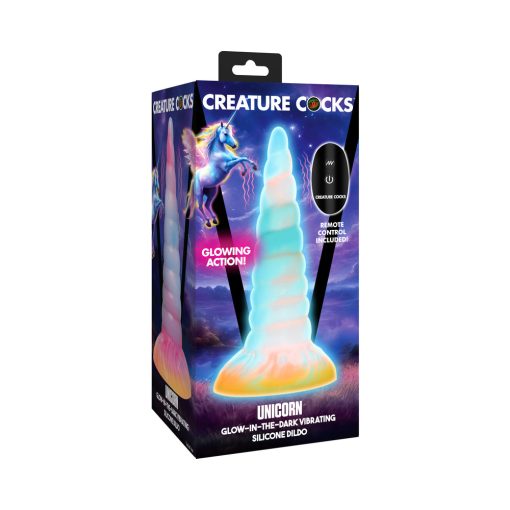 Creature Cocks Unicorn Glow-In-The-Dark Vibrating Silicone Dildo