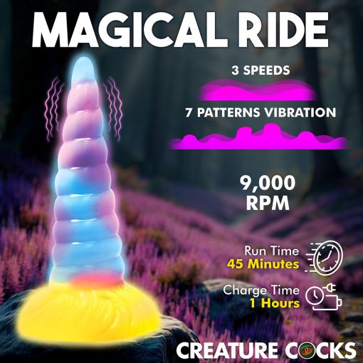 Creature Cocks Unicorn Glow-In-The-Dark Vibrating Silicone Dildo - Image 4