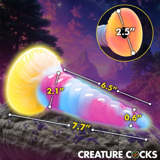 Creature Cocks Unicorn Glow-In-The-Dark Vibrating Silicone Dildo - Image 5