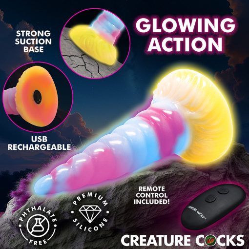 Creature Cocks Unicorn Glow-In-The-Dark Vibrating Silicone Dildo - Image 6