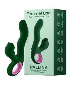 Femmefunn Pallina Triple Action Thumping Rabbit Vibrator Dark Green