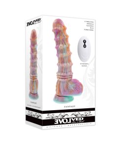 Evolved Fantasy Multicolor Vibrating Ribbed Dildo