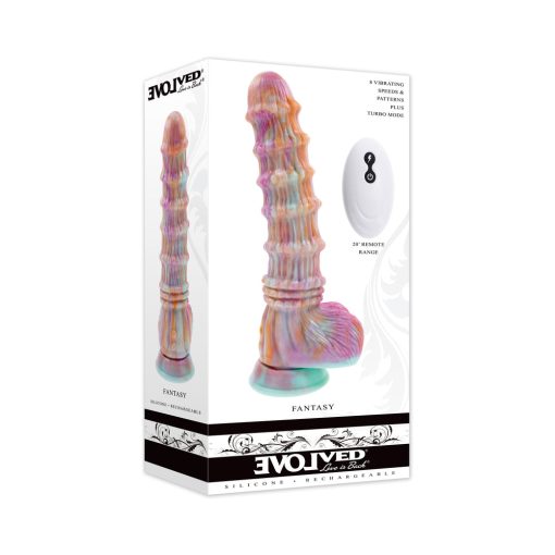 Evolved Fantasy Multicolor Vibrating Ribbed Dildo