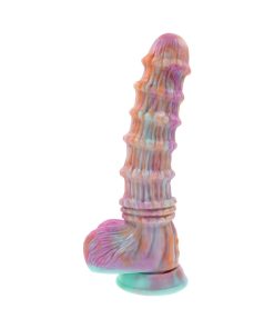 Evolved Fantasy Multicolor Vibrating Ribbed Dildo