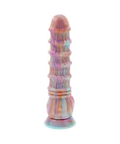 Evolved Fantasy Multicolor Vibrating Ribbed Dildo