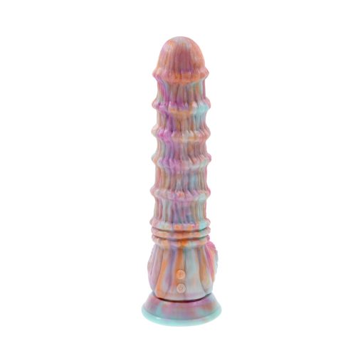 Evolved Fantasy Multicolor Vibrating Ribbed Dildo - Image 3