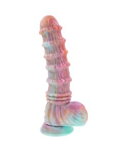 Evolved Fantasy Multicolor Vibrating Ribbed Dildo